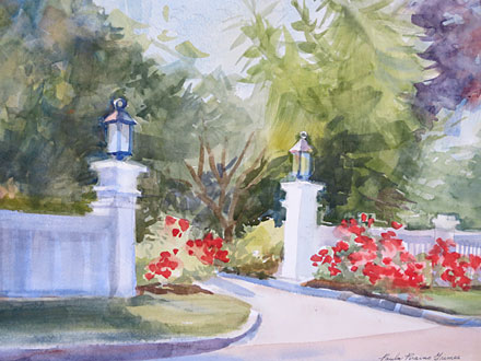 Lantern Gate With Roses